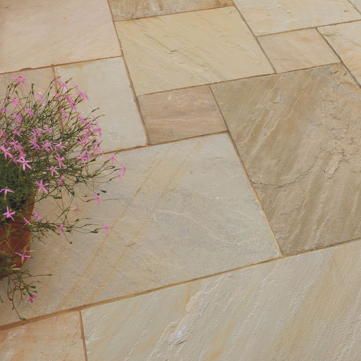 Golden Fossil - Riven Indian Sandstone Paving Slabs Classic Indian Sandstone