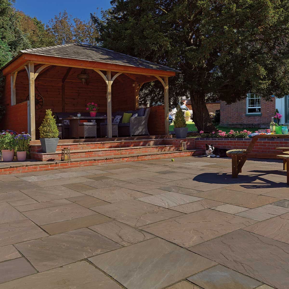 Autumn Blend (18mm Calibrated) - Riven Indian Sandstone Patio Paving Slabs