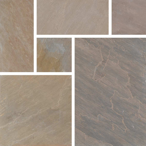 Autumn Blend (18mm Calibrated) - Riven Indian Sandstone Patio Paving Slabs