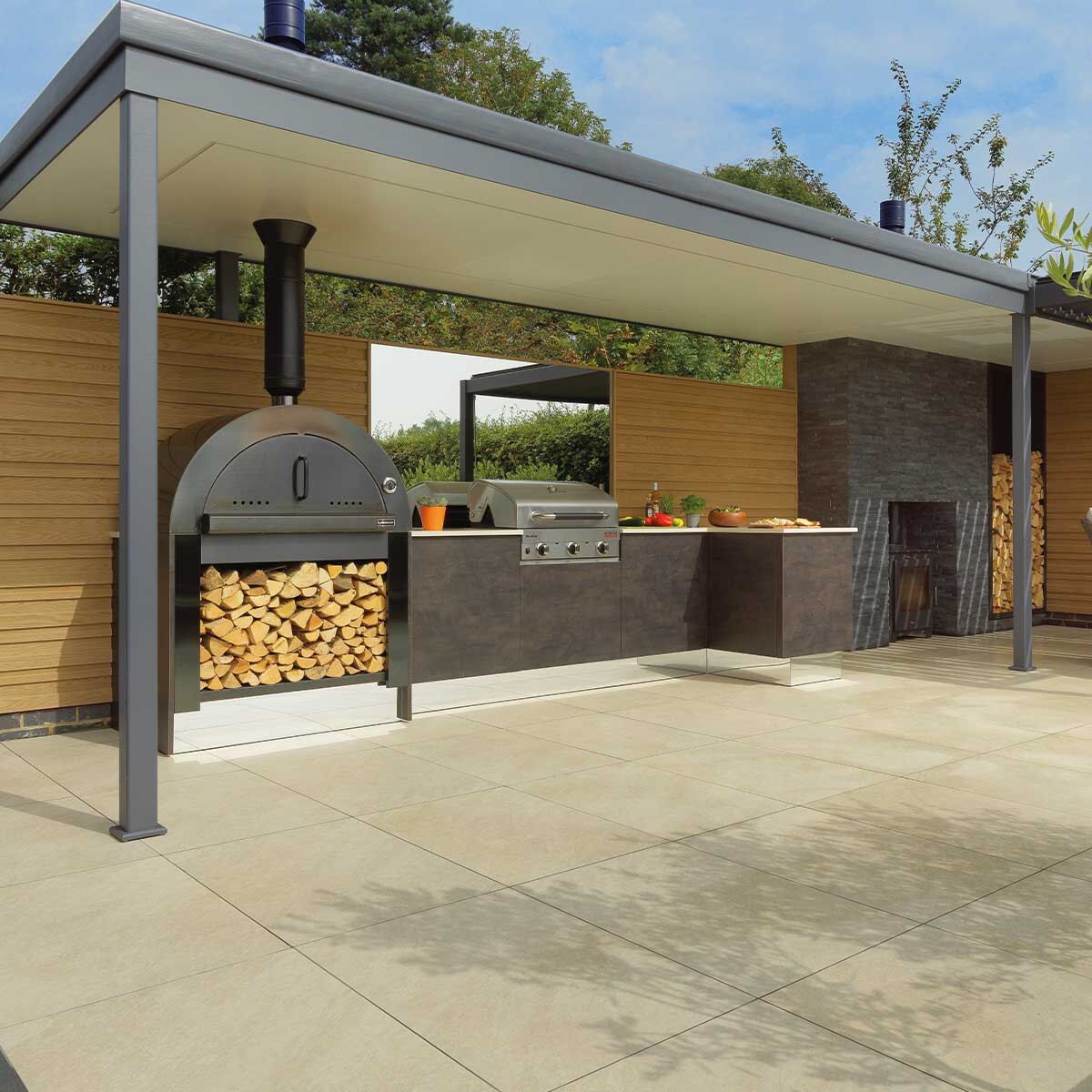 Bourton Cream - Light Buff Patio Porcelain Paving Slabs - 600 x 600 x 20 mm