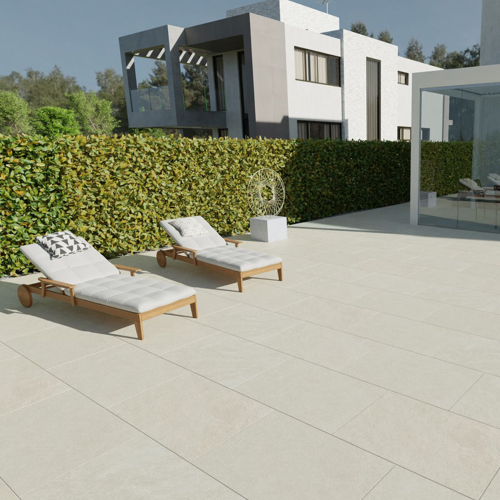 Bourton Cream - Light Buff Patio Porcelain Paving Slabs - 900 x 600 x 20 mm
