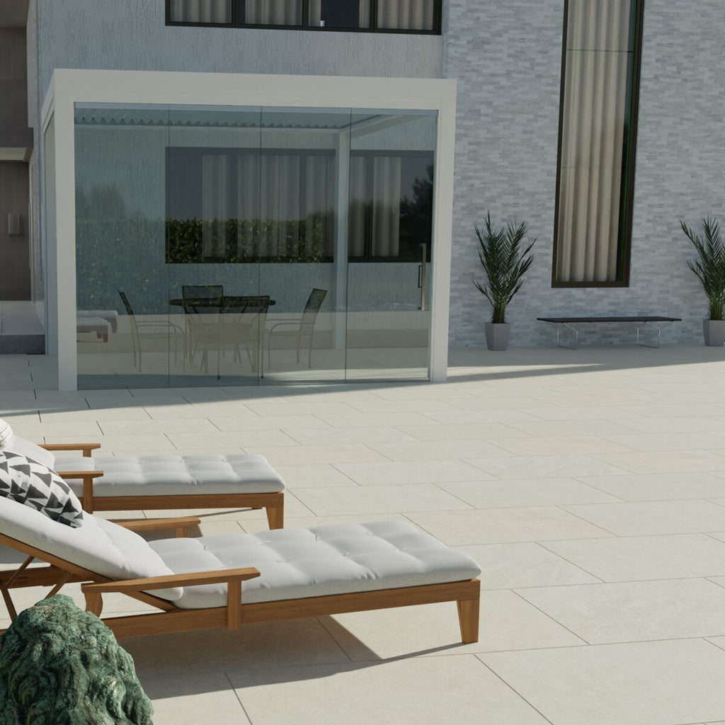 Bourton Cream - Light Buff Patio Porcelain Paving Slabs - 900 x 600 x 20 mm