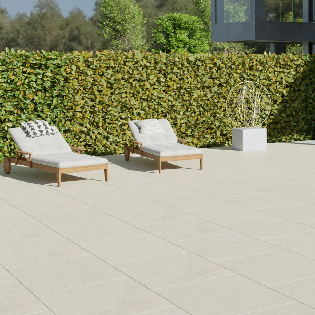 Bourton Cream - Light Buff Patio Porcelain Paving Slabs - 900 x 600 x 20 mm