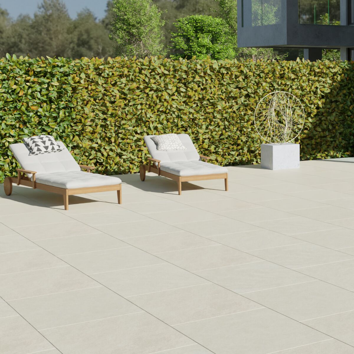 Bourton Cream - Light Buff Patio Porcelain Paving Slabs - 900 x 600 x 20 mm