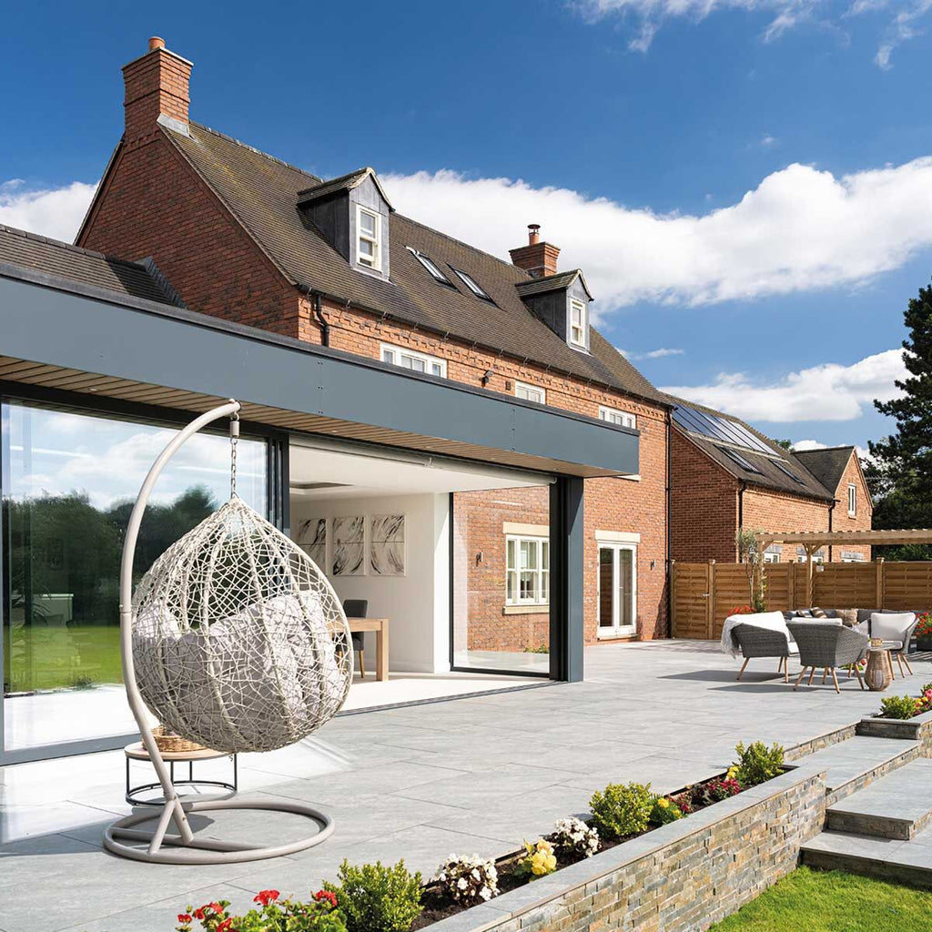 Bourton Steel - Grey Patio Porcelain Paving Slabs - 1200 x 600 x 20 mm