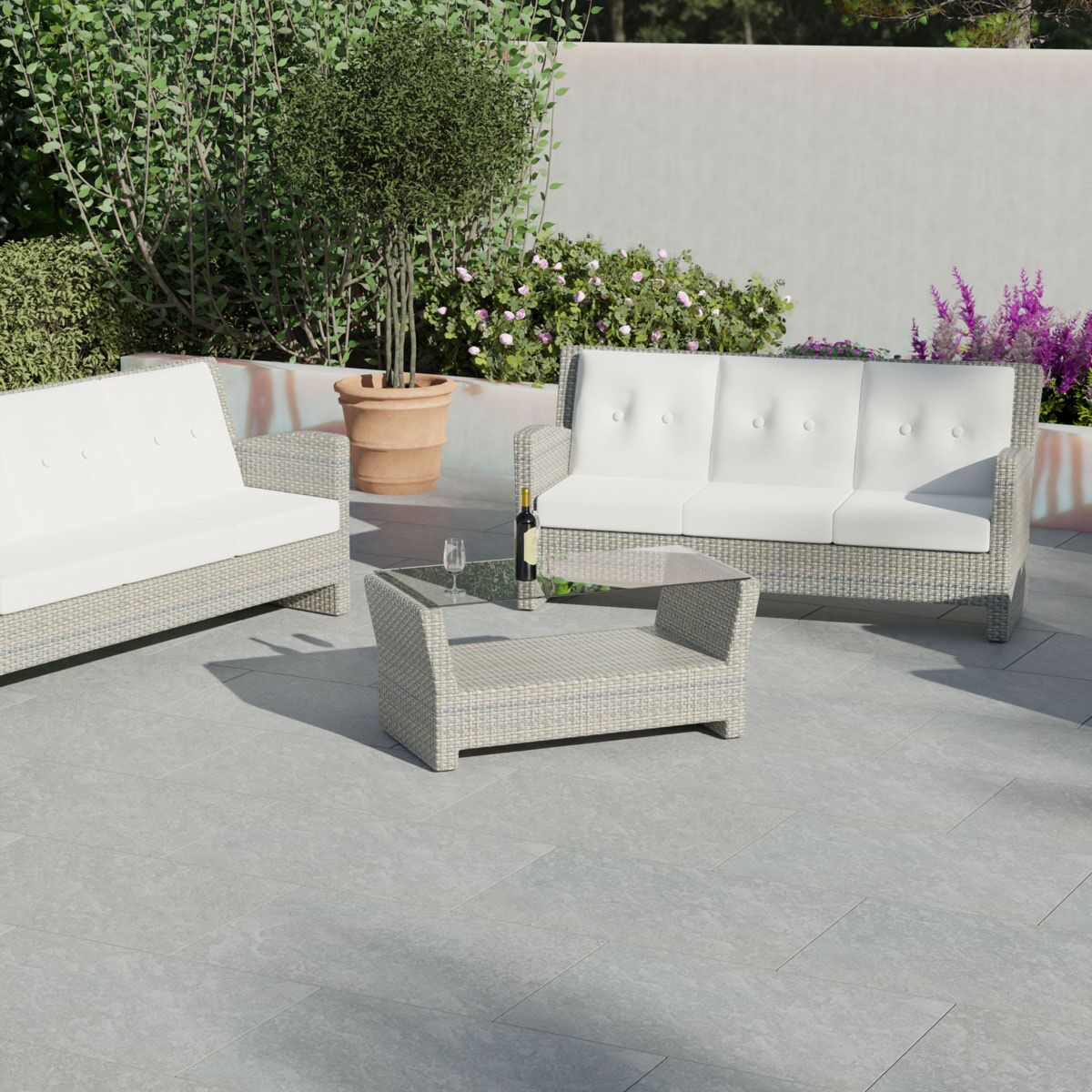 Bourton Steel - Grey Patio Porcelain Paving Slabs - 900 x 600 x 20 mm