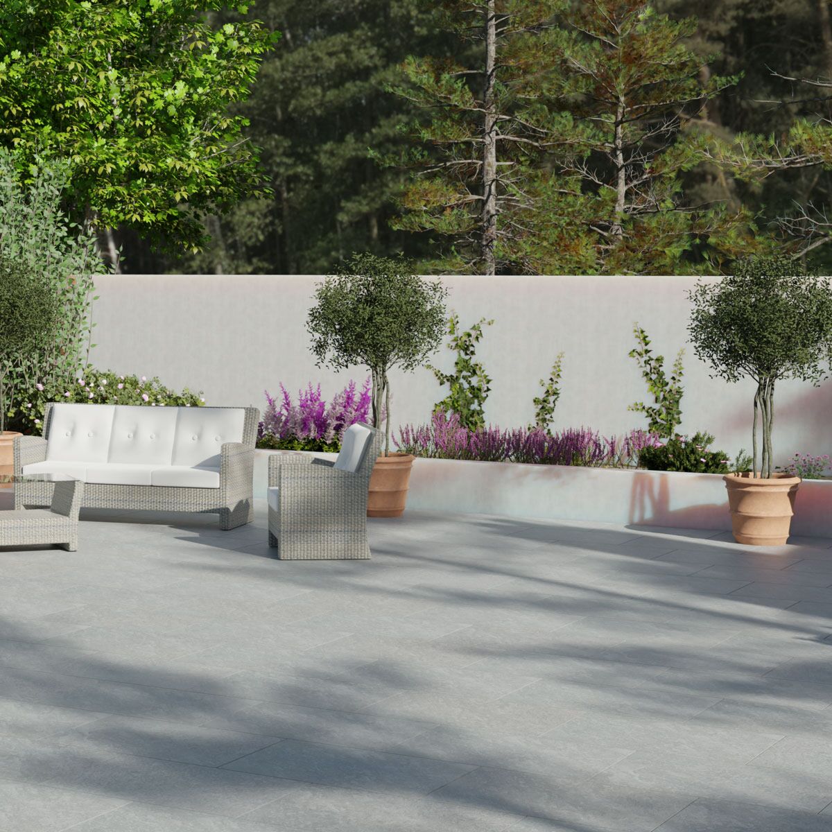 Bourton Steel - Grey Patio Porcelain Paving Slabs - 900 x 600 x 20 mm