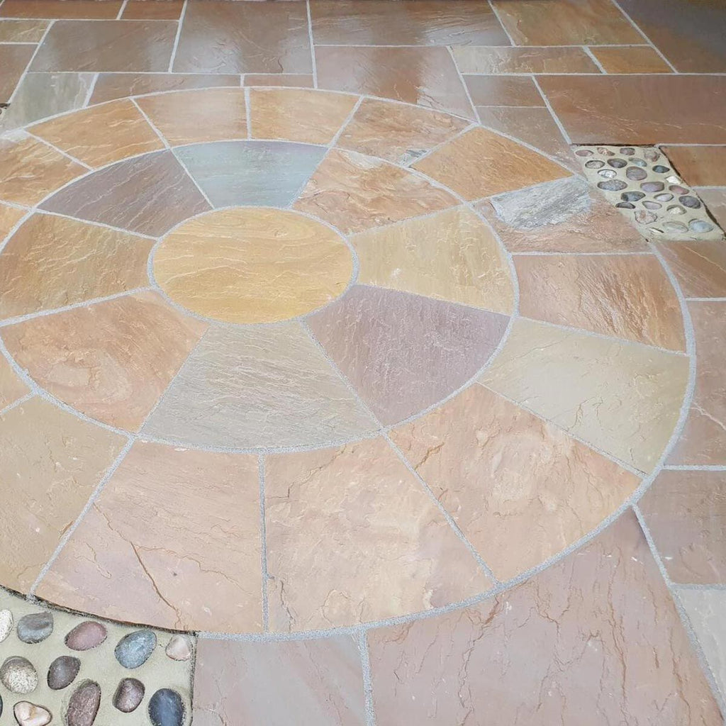 Buff Sandstone Paving Circle Indian Sandstone - Stone Paving Feature