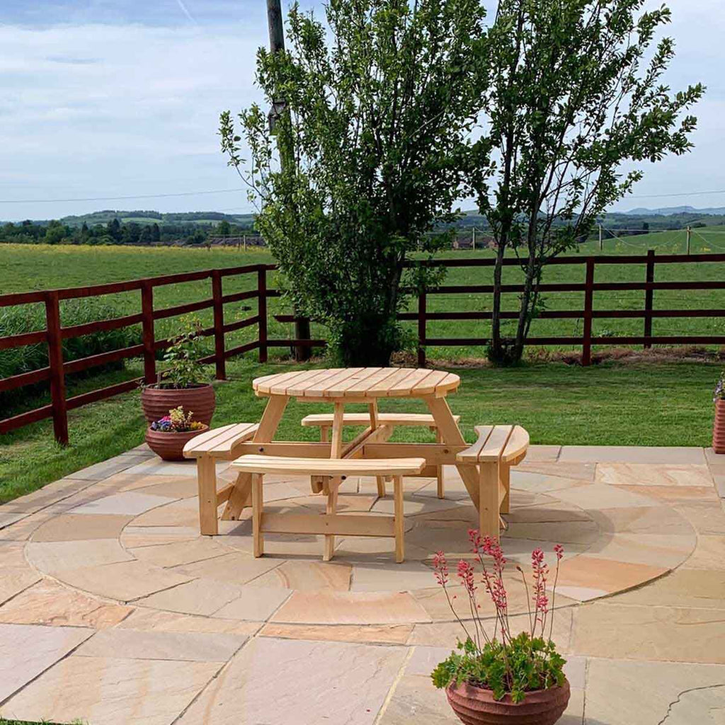 Buff Sandstone Paving Circle Indian Sandstone - Stone Paving Feature