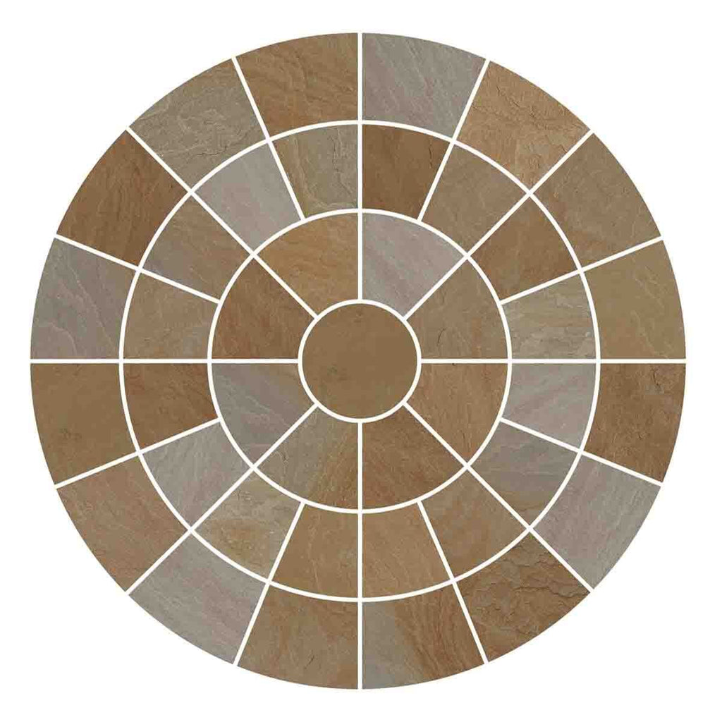 Buff Sandstone Paving Circle Indian Sandstone - Stone Paving Feature