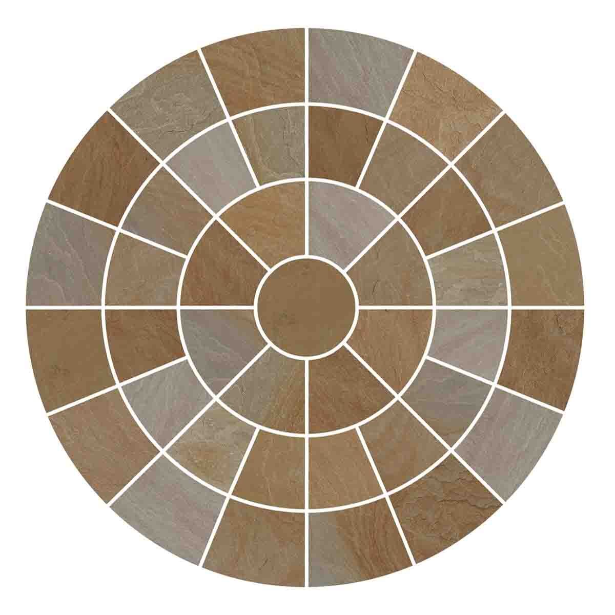 Buff Sandstone Paving Circle Indian Sandstone - Stone Paving Feature
