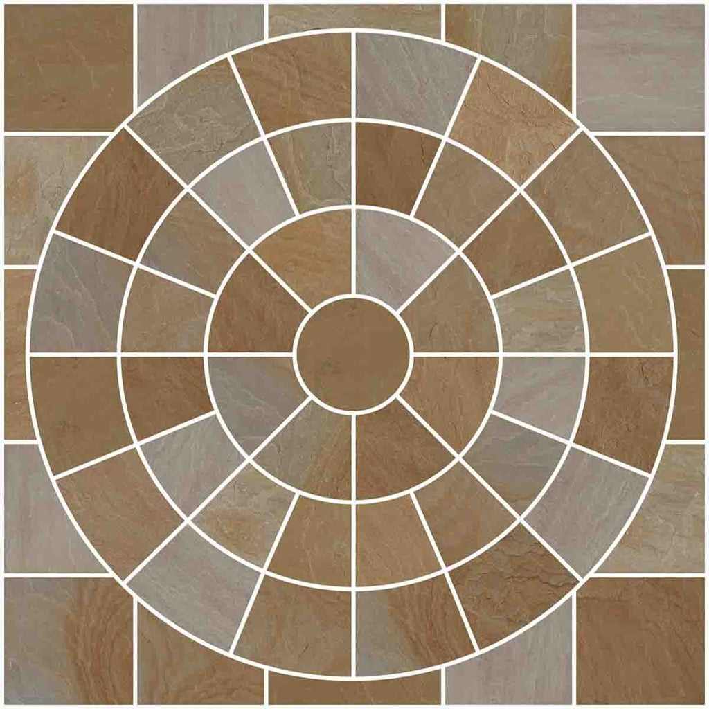Buff Sandstone Paving Circle Indian Sandstone - Stone Paving Feature
