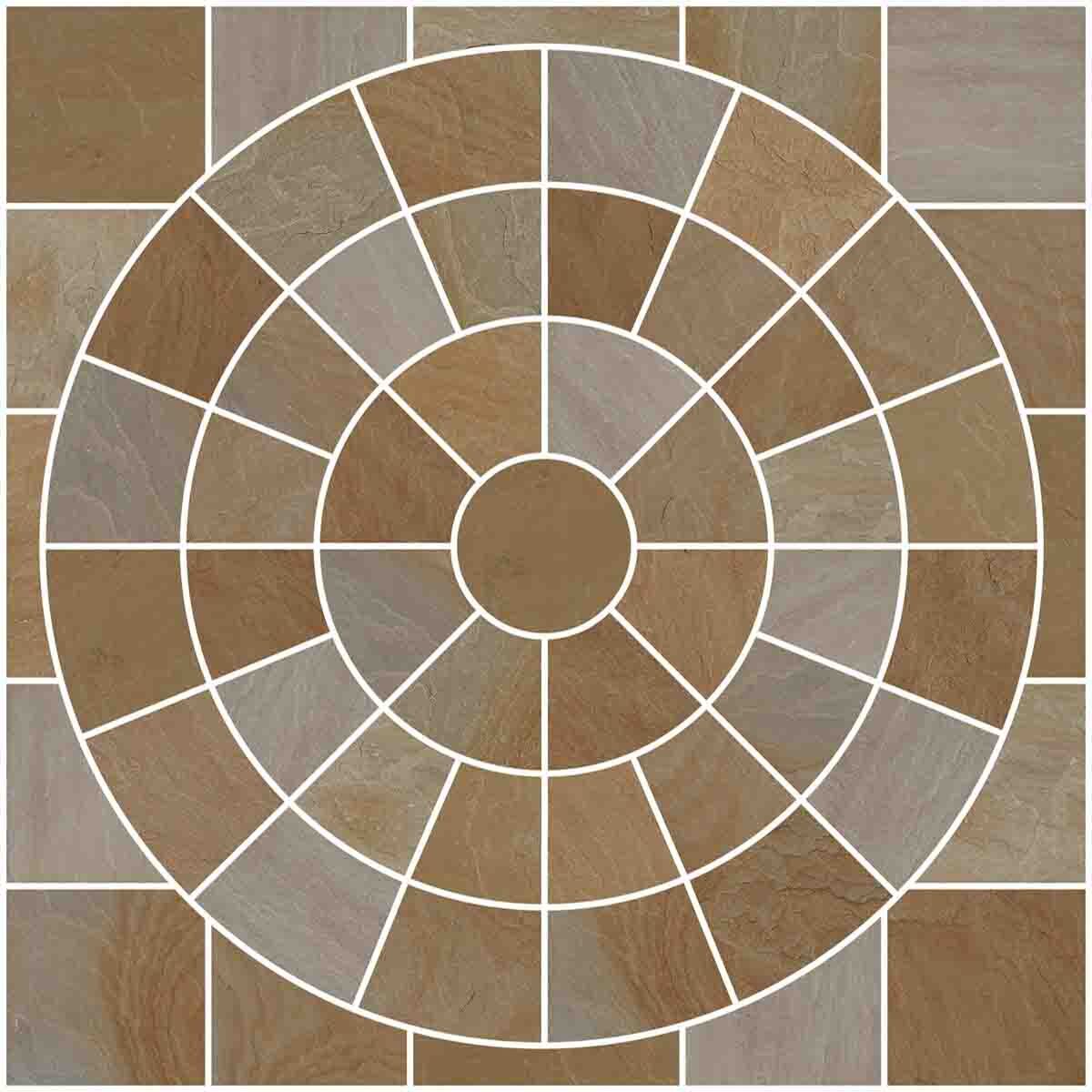 Buff Sandstone Paving Circle Indian Sandstone - Stone Paving Feature