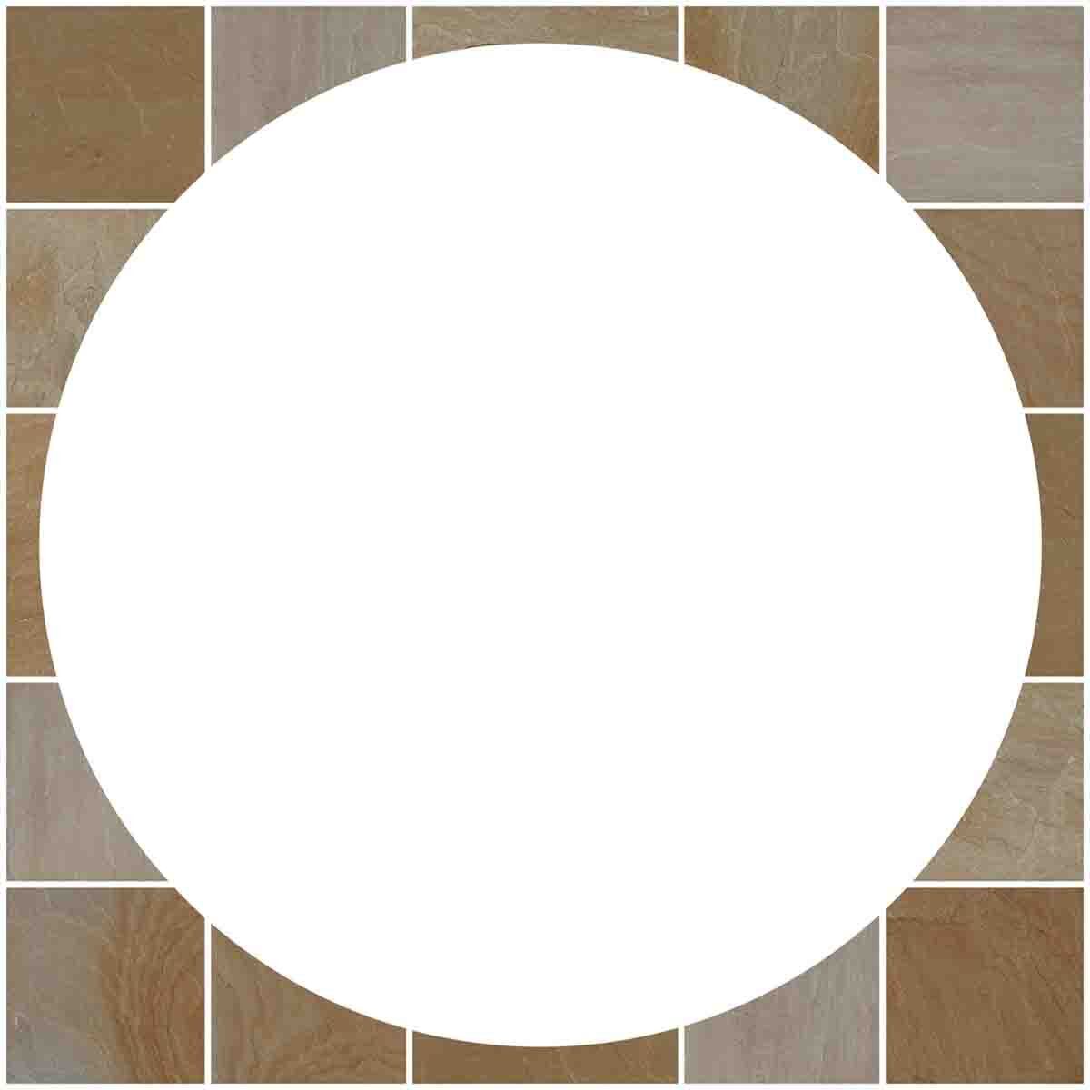 Buff Sandstone Paving Circle Indian Sandstone - Stone Paving Feature