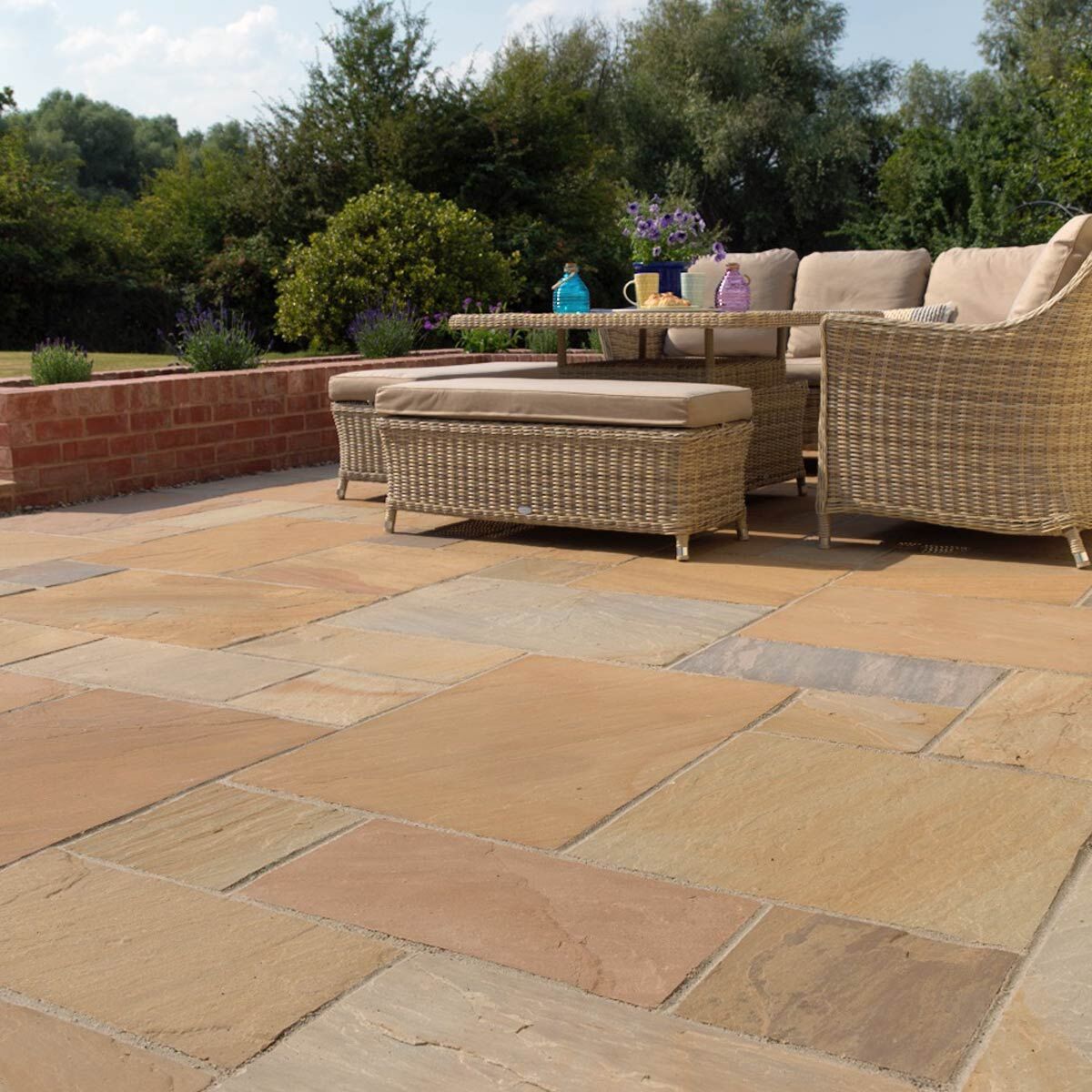 Buff - Riven Indian Sandstone Paving Slabs Classic Indian Sandstone