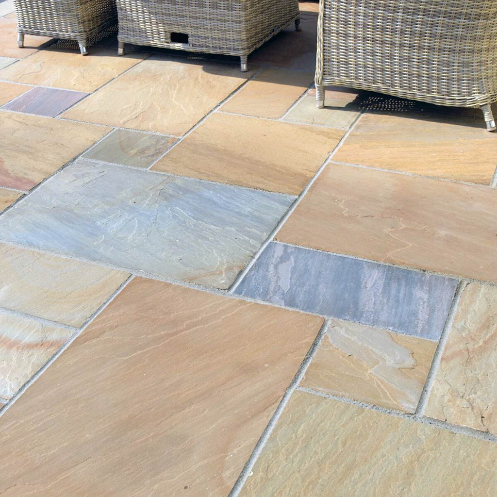 Buff - Riven Indian Sandstone Paving Slabs Classic Indian Sandstone