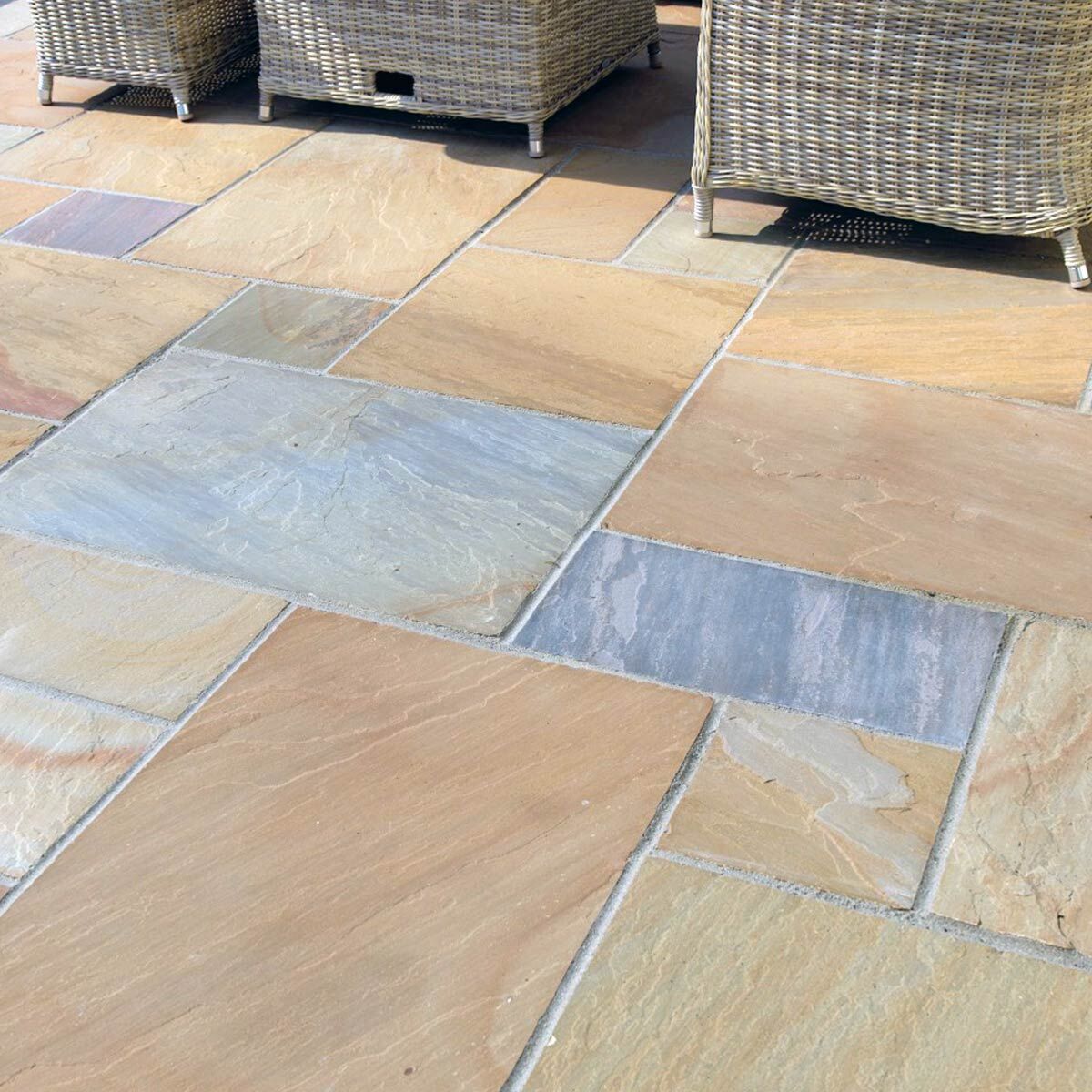 Buff - Riven Indian Sandstone Paving Slabs Classic Indian Sandstone