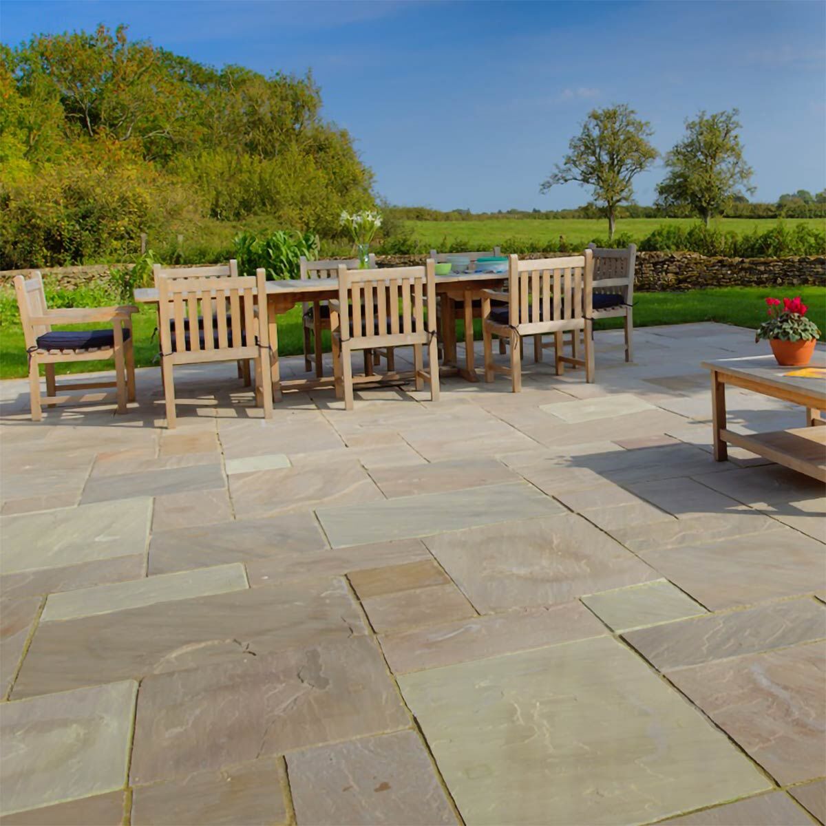 Country Buff (Calibrated) - Riven Indian Sandstone Patio Paving Slabs