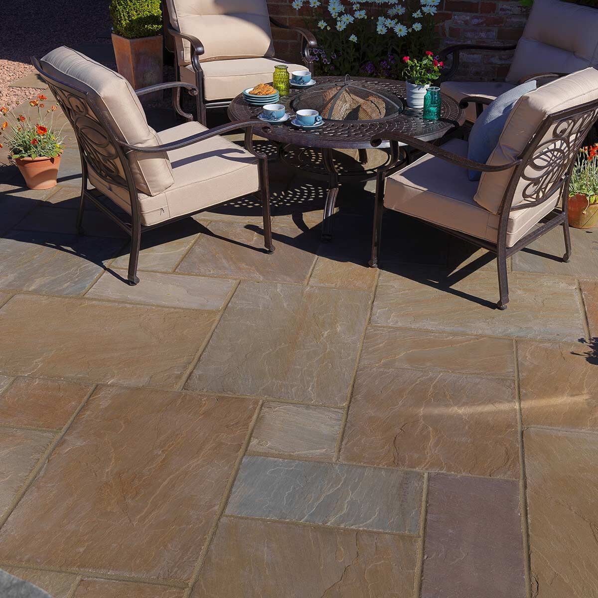 Cloister Flagstones - Tumbled Sandstone Paving - Tudor Antique - Stone Paving Slabs