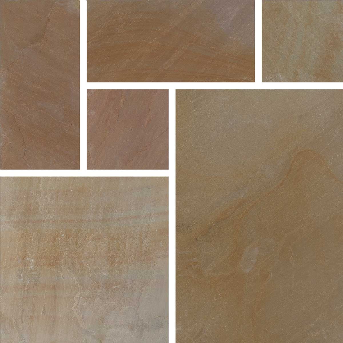 Country Buff (Calibrated) - Riven Indian Sandstone Patio Paving Slabs