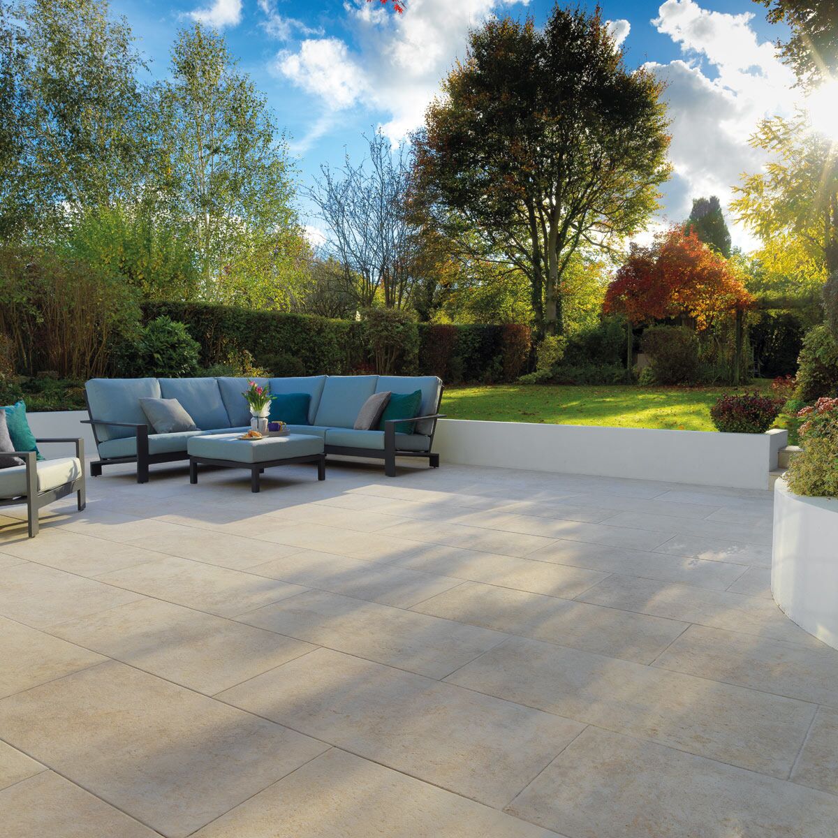 Dolomite Travertine - Porcelain Paving Slabs (1000 x 500 mm)