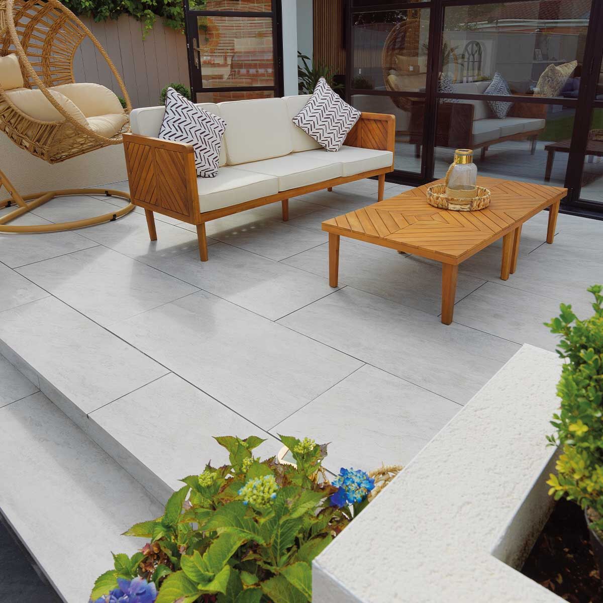 Dolomite White - Porcelain Paving Slabs (1000 x 500 mm)