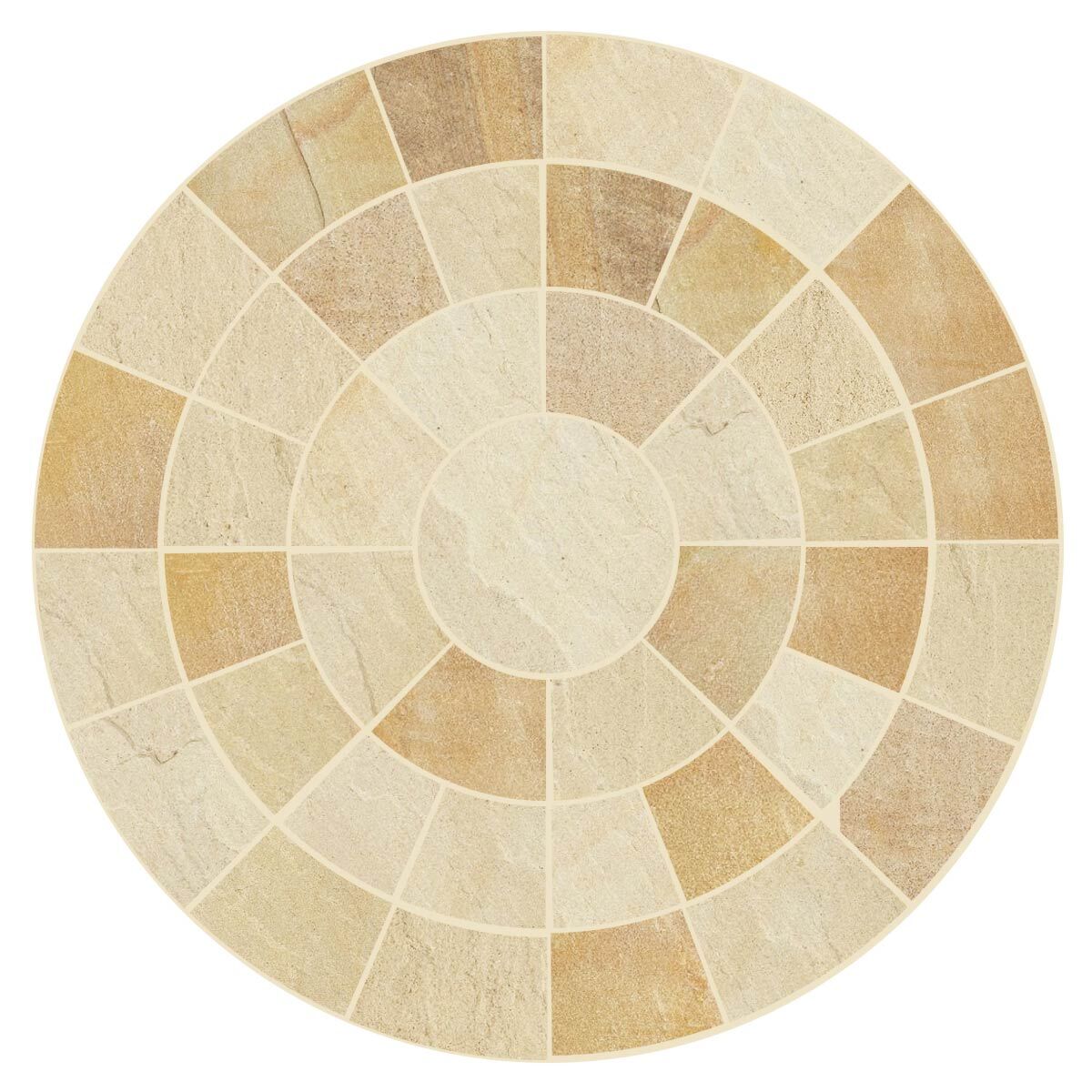 Golden Fossil Sandstone Paving Circle Indian Sandstone - Stone Paving Feature
