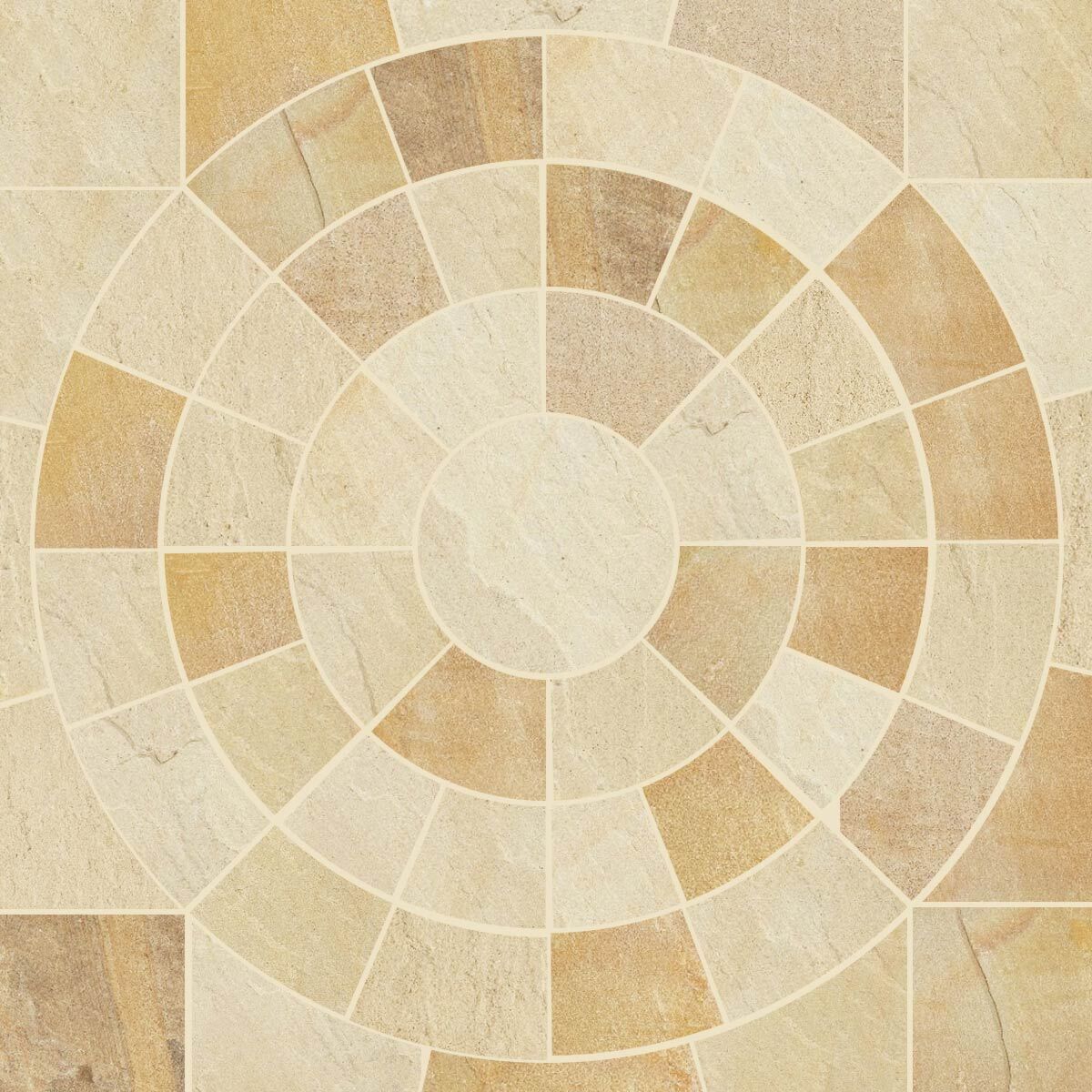 Golden Fossil Sandstone Paving Circle Indian Sandstone - Stone Paving Feature