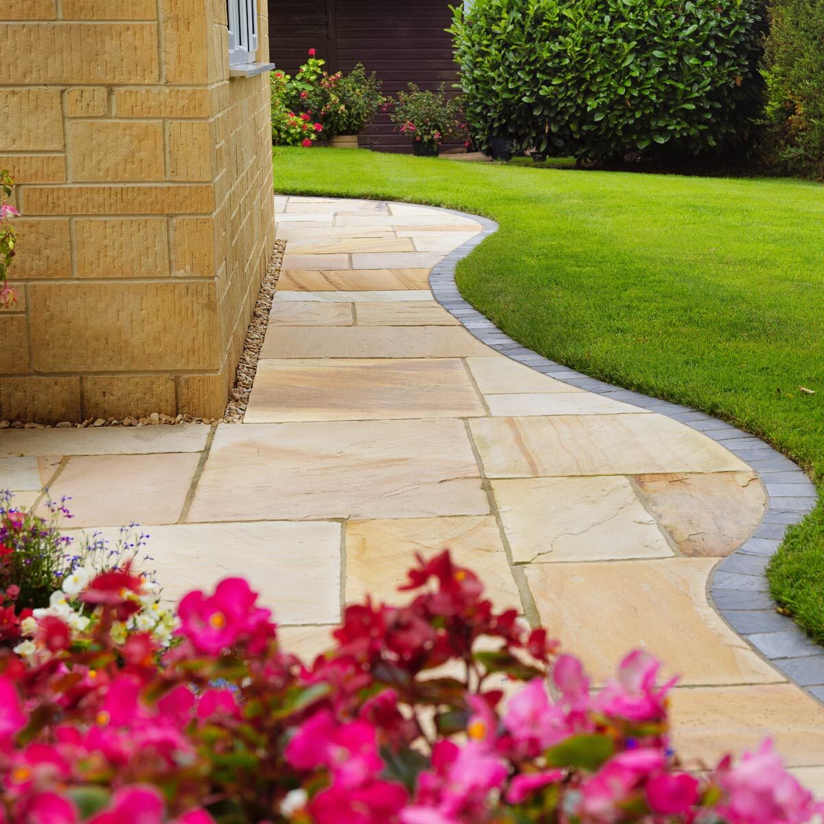 Golden Fossil - Riven Indian Sandstone Paving Slabs Classic Indian Sandstone