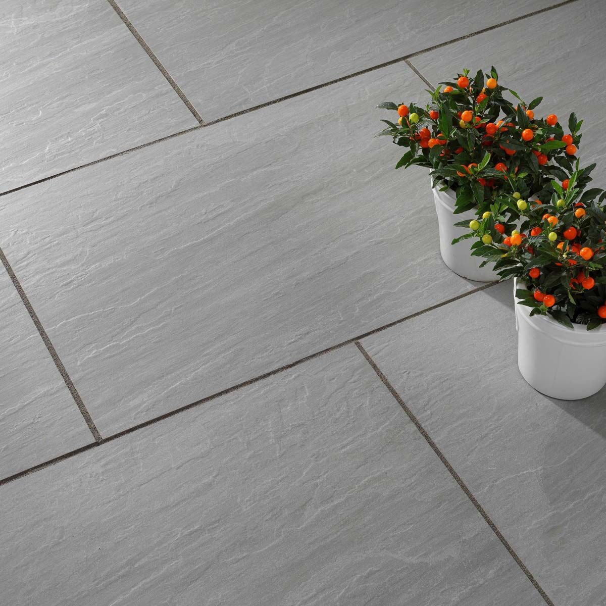 Kandla Grey - Light-Riven Porcelain Paving Slabs (900 x 600 mm)