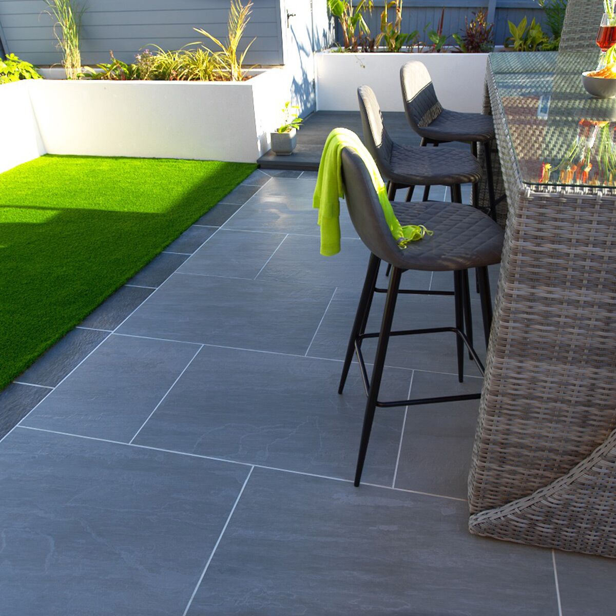 Kandla Grey - Light-Riven Porcelain Paving Slabs (900 x 600 mm)