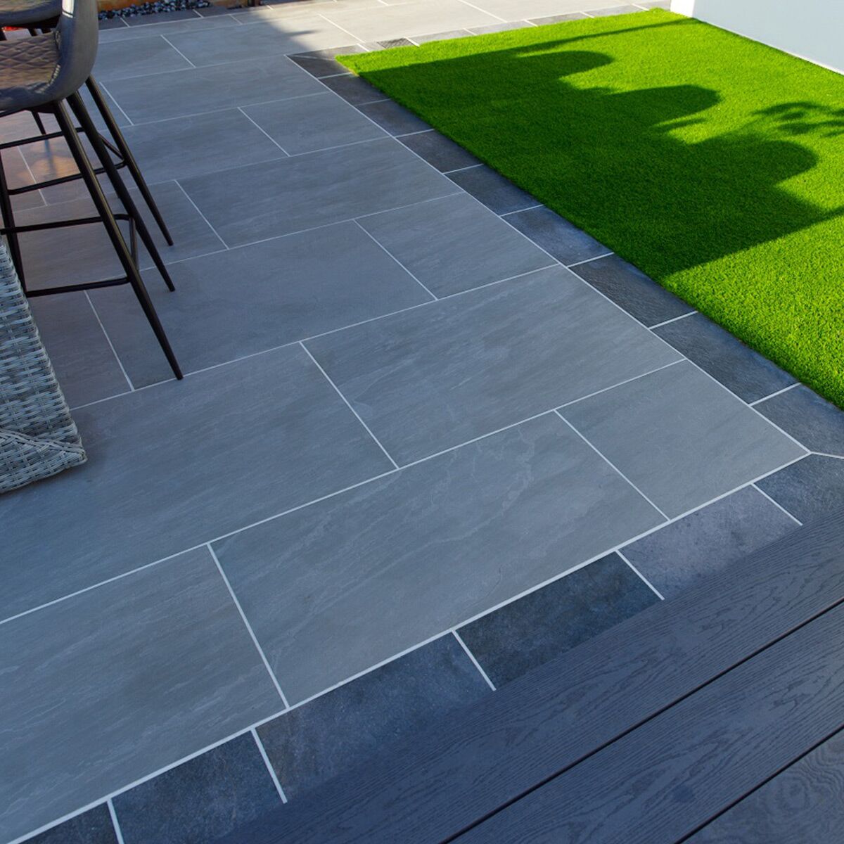 Kandla Grey - Light-Riven Porcelain Paving Slabs (900 x 600 mm)