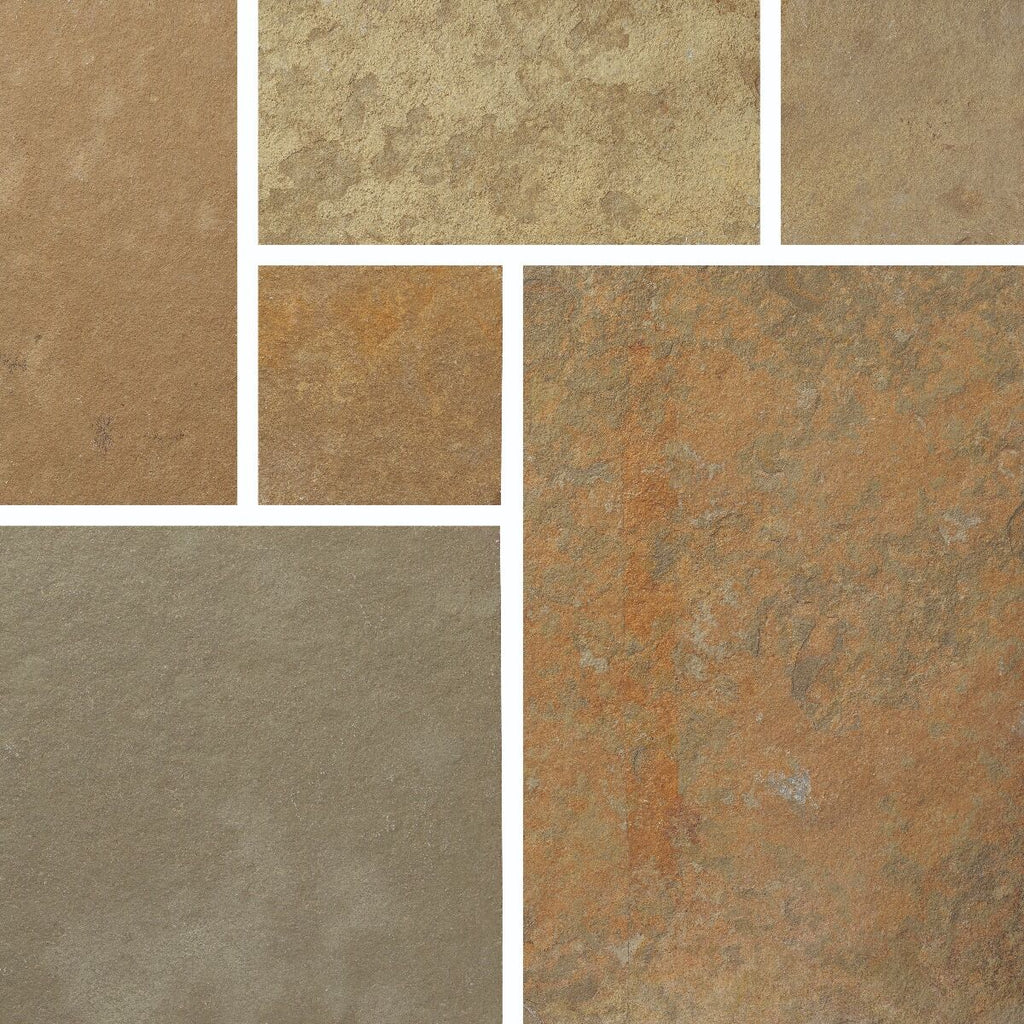 Abbey Sawn Light Grey Limestone Paving Slabs - Light Grey/Light Golden