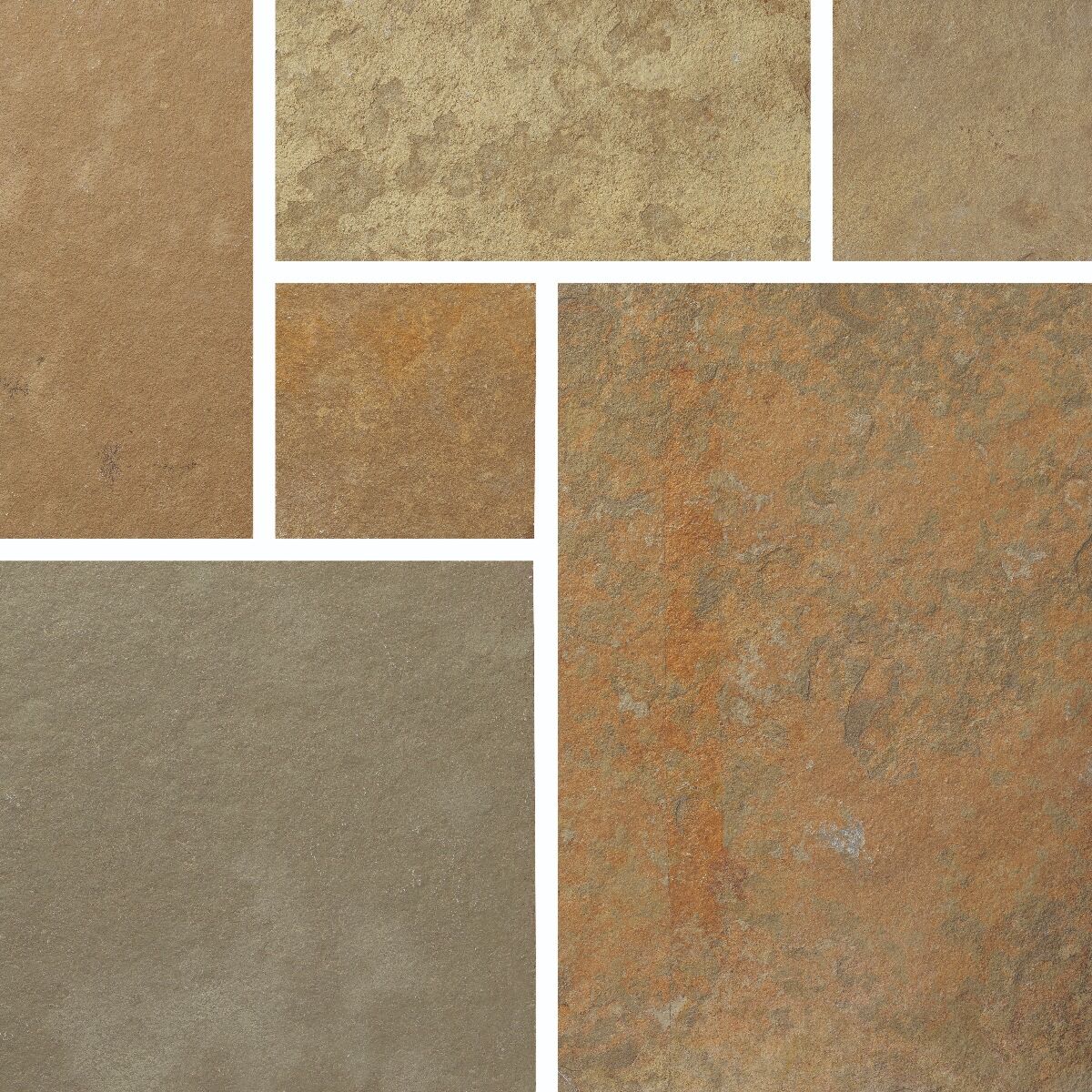 Abbey Sawn Light Grey Limestone Paving Slabs - Light Grey/Light Golden