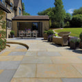 Abbey Sawn Light Grey Limestone Paving Slabs - Light Grey/Light Golden