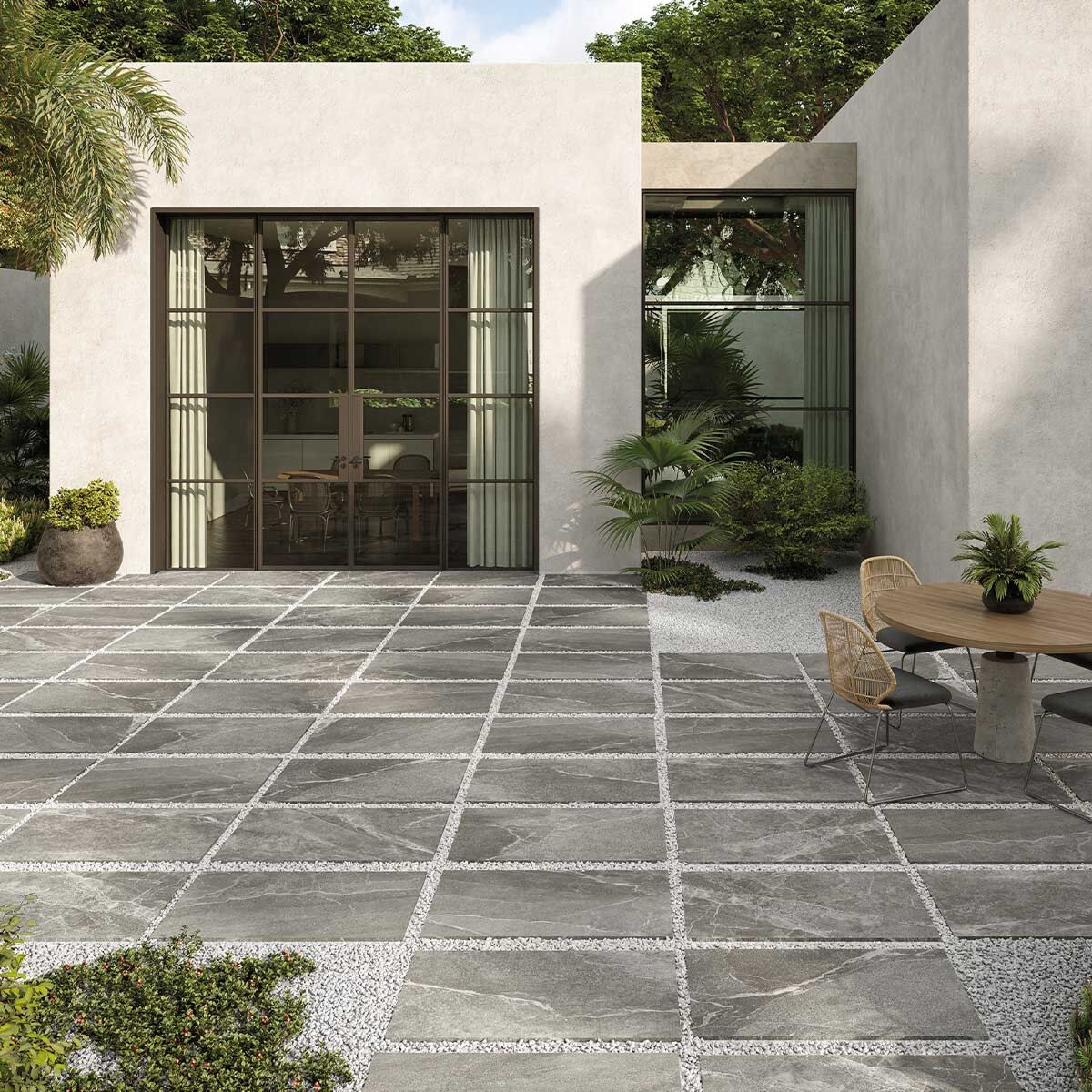 Malvern Graphite 900 x 600 x 20 mm Dark Grey Stone-Effect Porcelain Paving Slabs