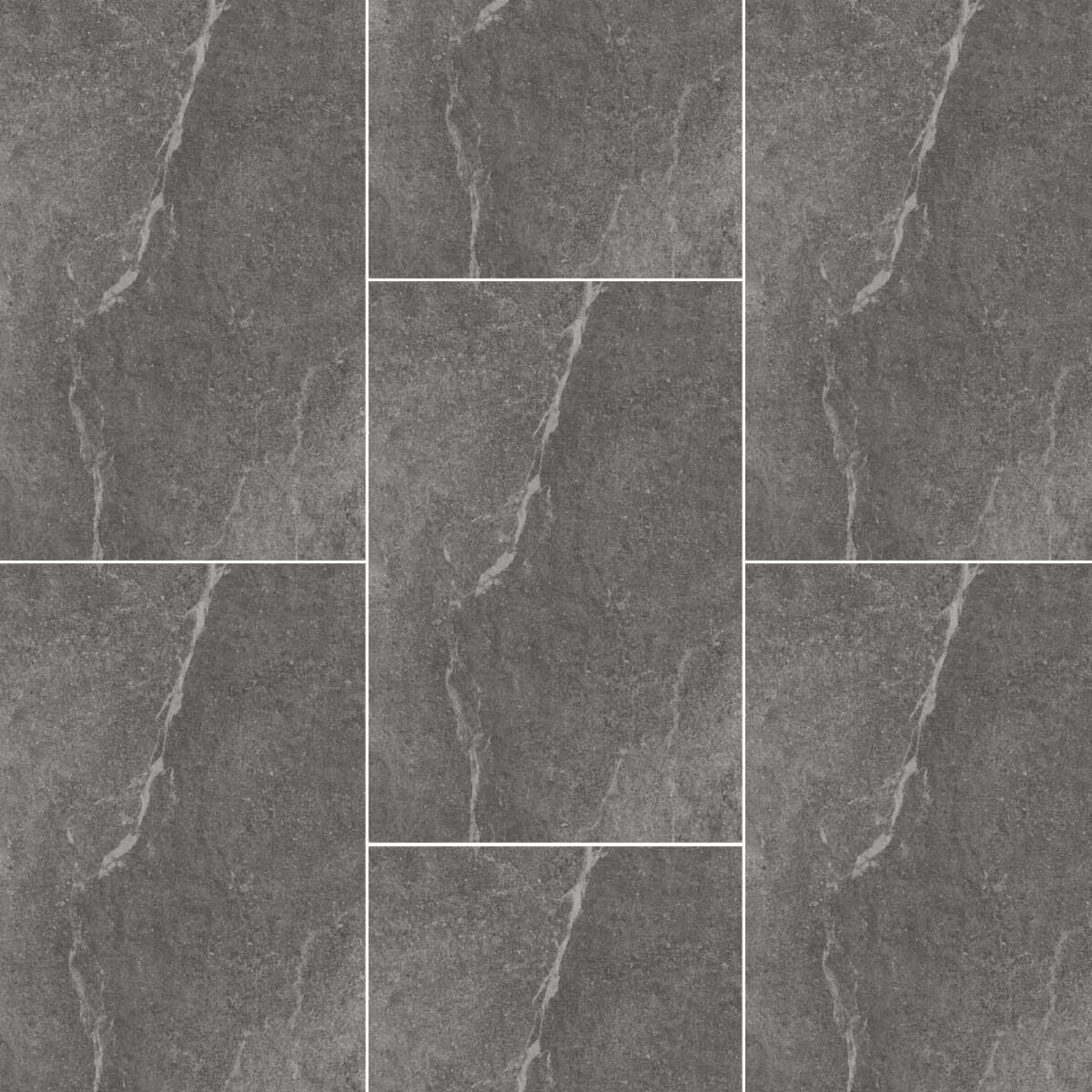 Malvern Graphite 900 x 600 x 20 mm Dark Grey Stone-Effect Porcelain Paving Slabs
