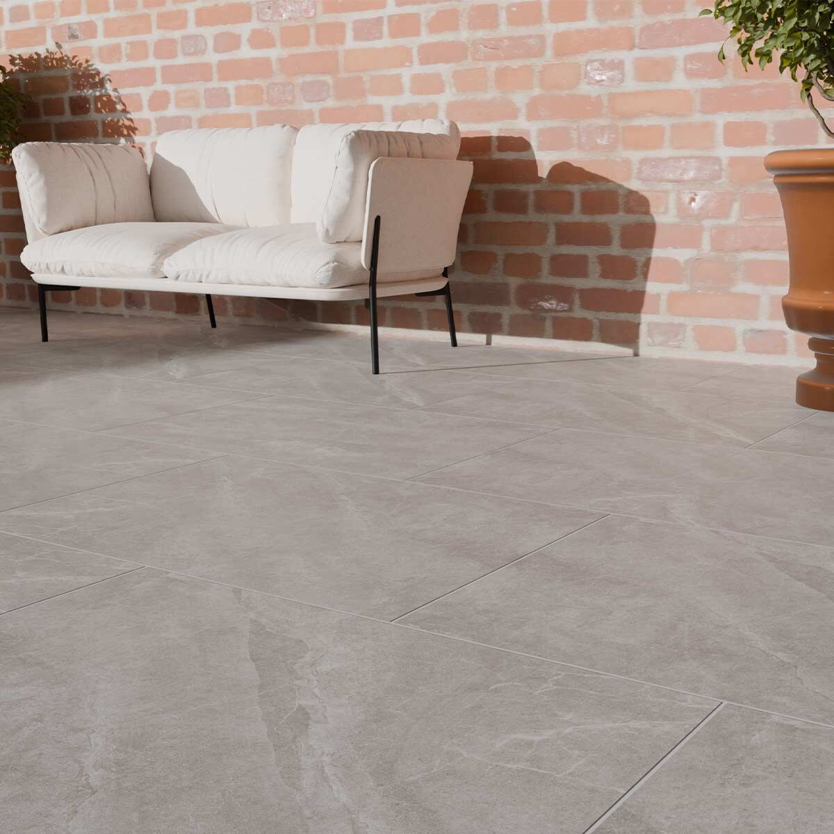 Malvern Nickel 900 x 600 x 20 mm Light Grey Stone-Effect Porcelain Paving Slabs