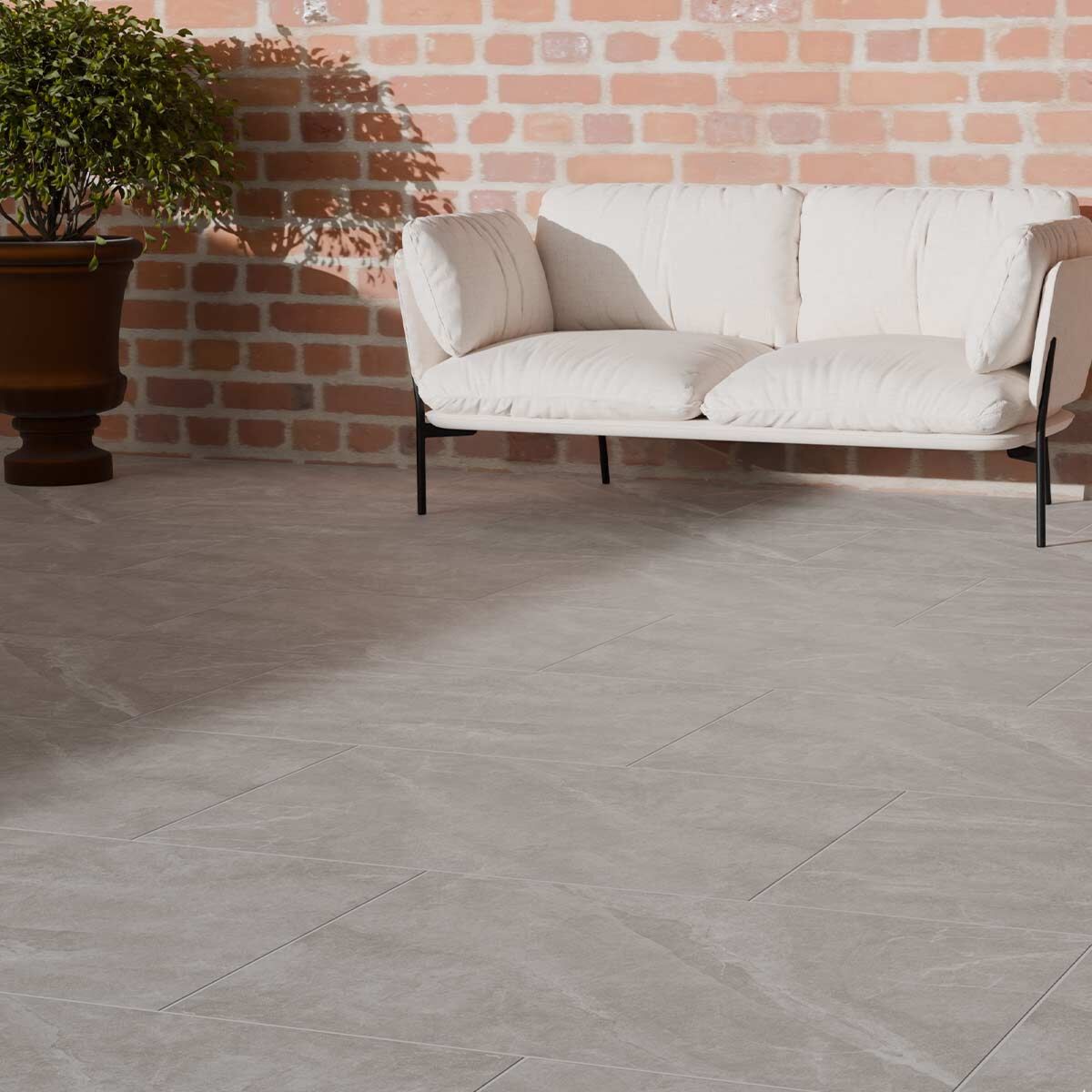 Malvern Nickel 900 x 600 x 20 mm Light Grey Stone-Effect Porcelain Paving Slabs