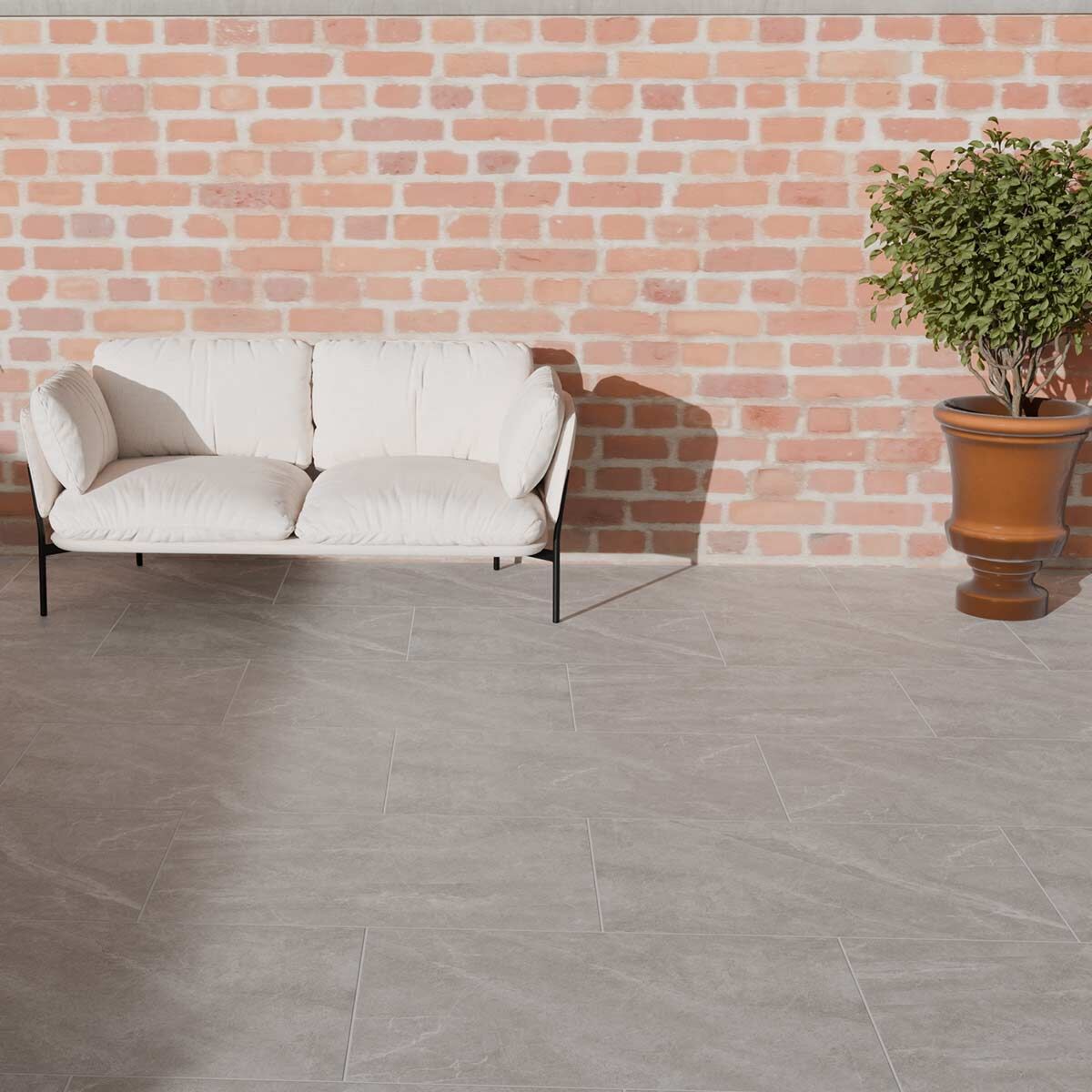 Malvern Nickel 900 x 600 x 20 mm Light Grey Stone-Effect Porcelain Paving Slabs