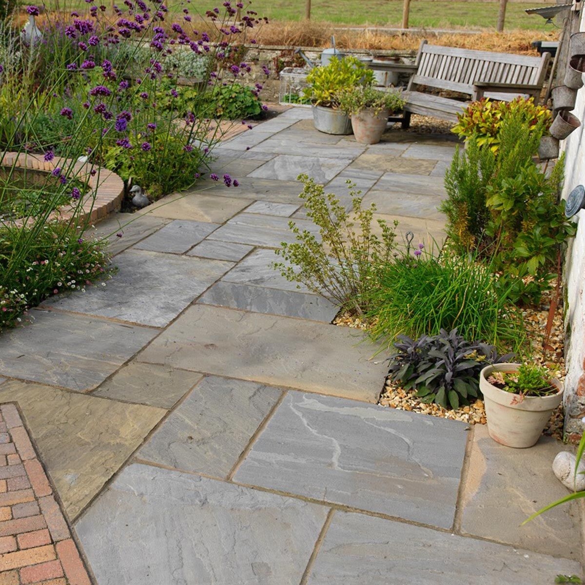 Old Black - Riven Indian Sandstone Paving Slabs Classic Indian Sandstone