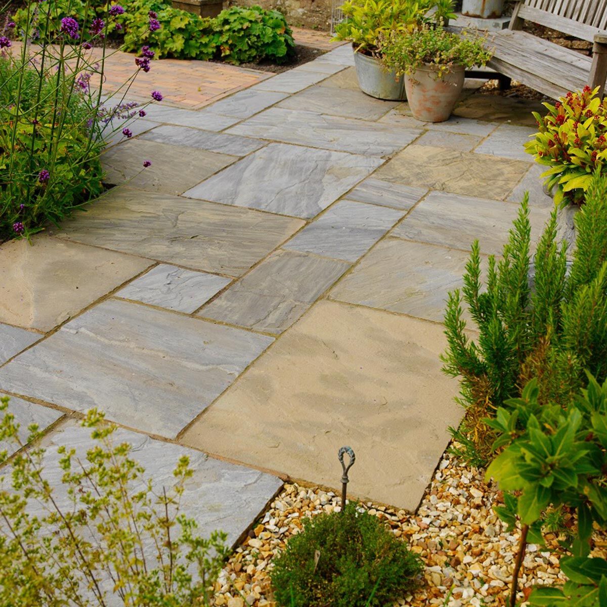 Old Black - Riven Indian Sandstone Paving Slabs Classic Indian Sandstone