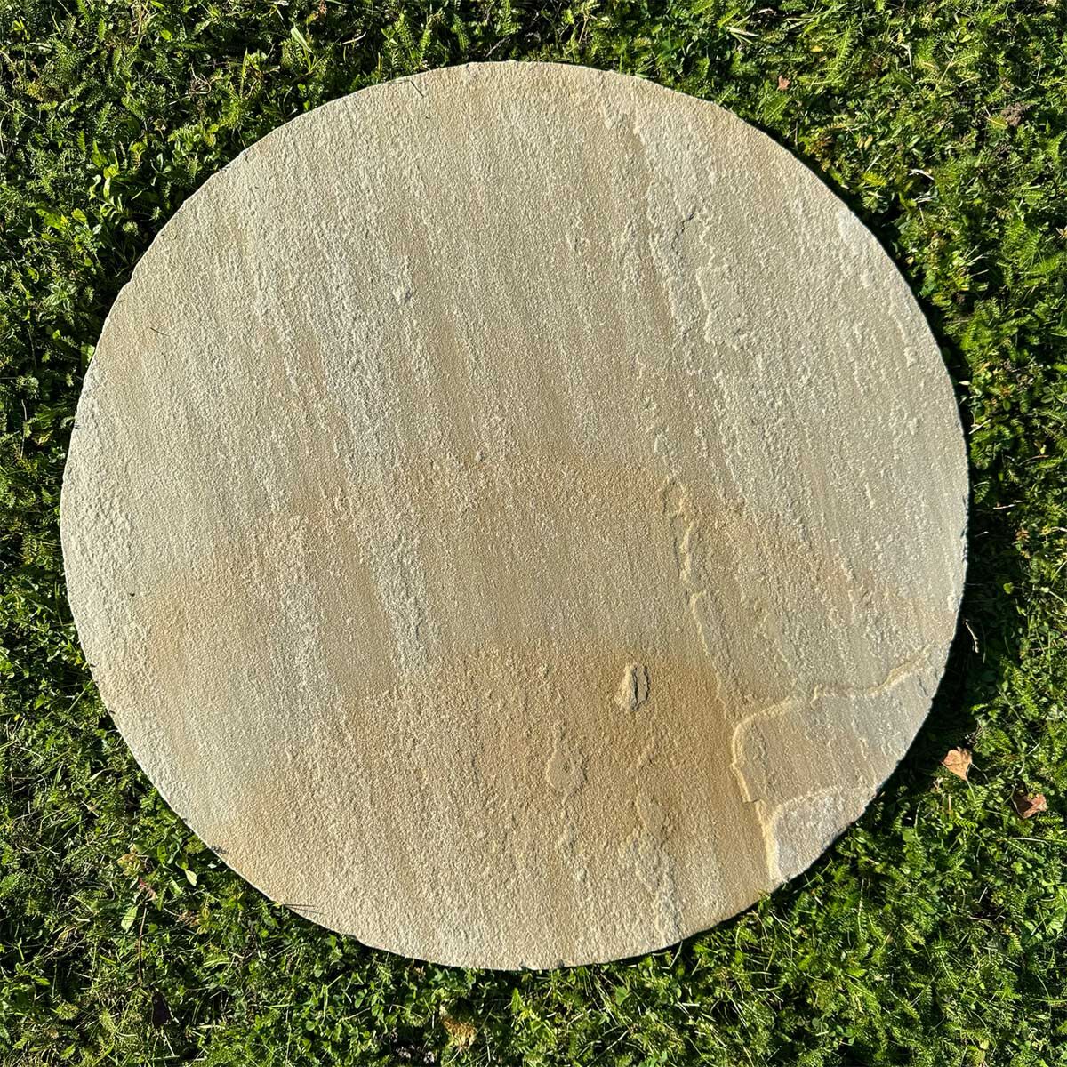 Buff Riven Sandstone Circle Paver (600 mm Diameter) - Round Stone Base (8 Circle Pieces)