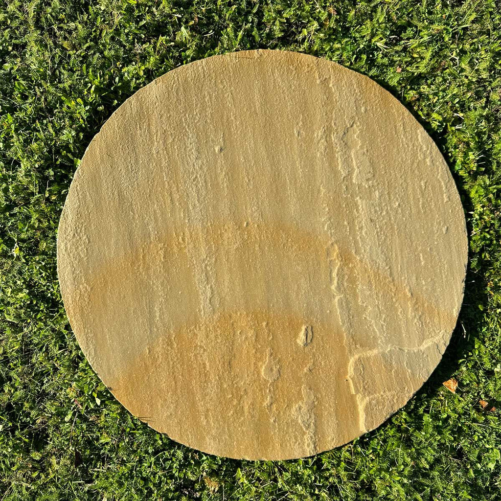 Buff Riven Sandstone Circle Paver (600 mm Diameter) - Round Stone Base (8 Circle Pieces)
