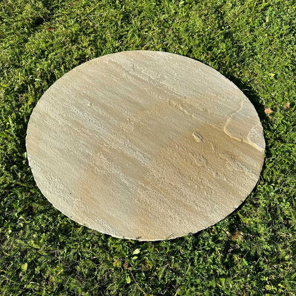 Buff Riven Sandstone Circle Paver (600 mm Diameter) - Round Stone Base (8 Circle Pieces)