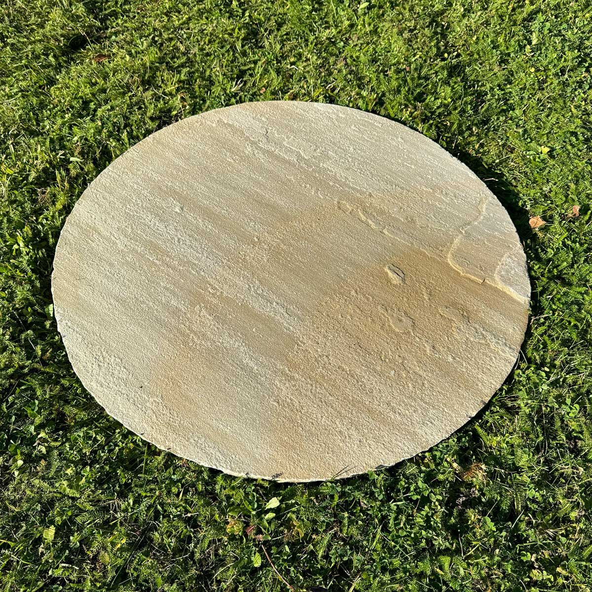 Buff Riven Sandstone Circle Paver (600 mm Diameter) - Round Stone Base (8 Circle Pieces)