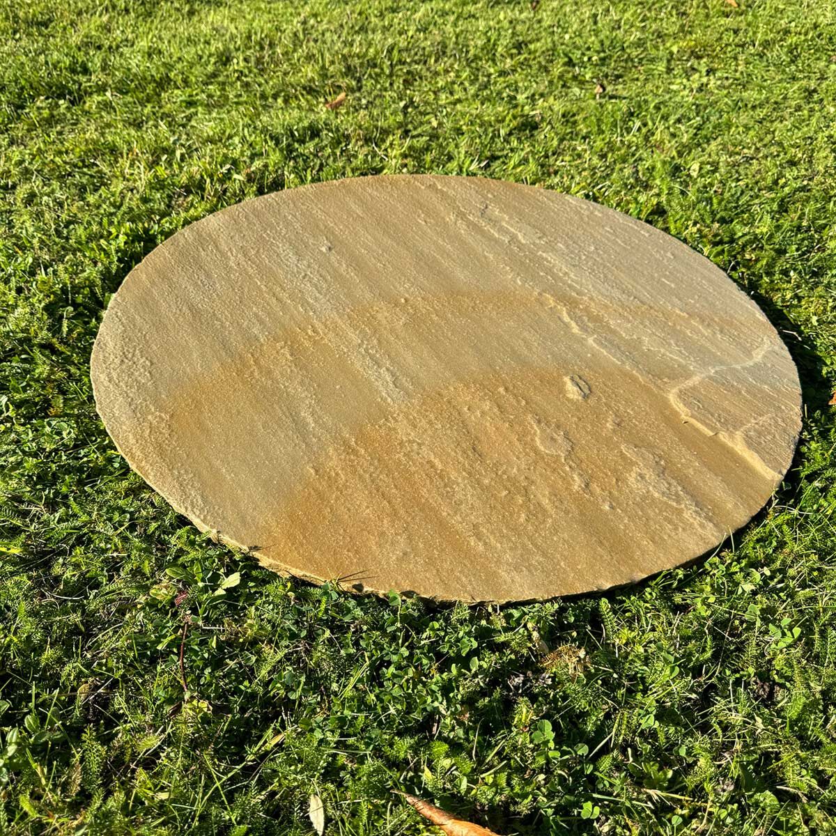 Buff Riven Sandstone Circle Paver (600 mm Diameter) - Round Stone Base (8 Circle Pieces)