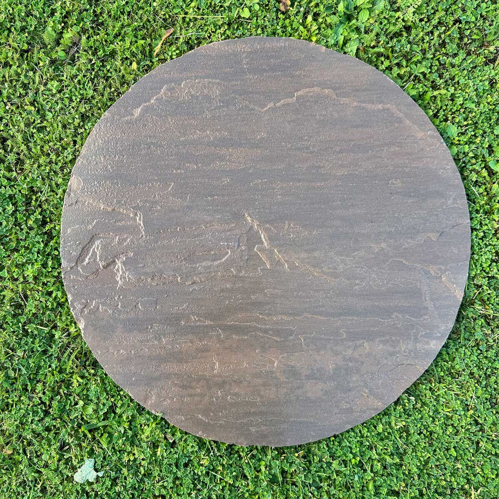 Raj Blend Riven Sandstone Circle Paver (600 mm Diameter) - Round Stone Base (8 Circle Pieces)
