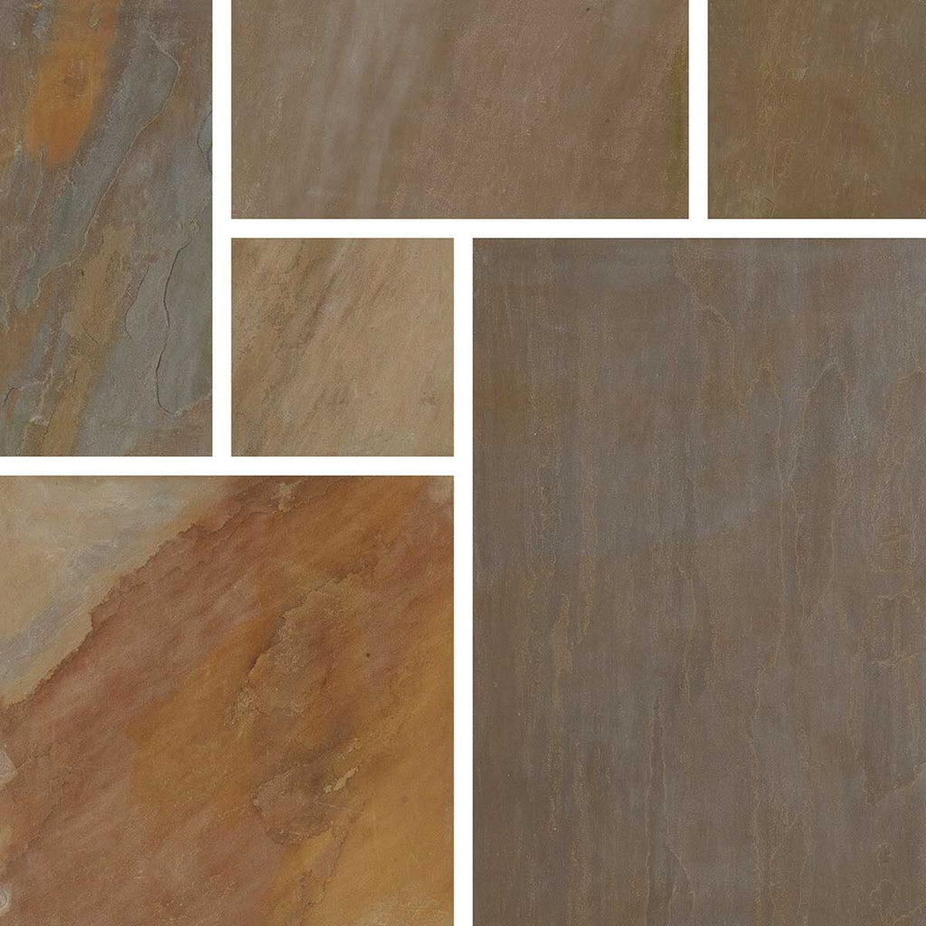 Rustic Blend Riven Sandstone Paving Slabs 18mm - Mixed Size Contractor Pack 71 Pieces (20.7m²) - Indian Sandstone by Pavestone