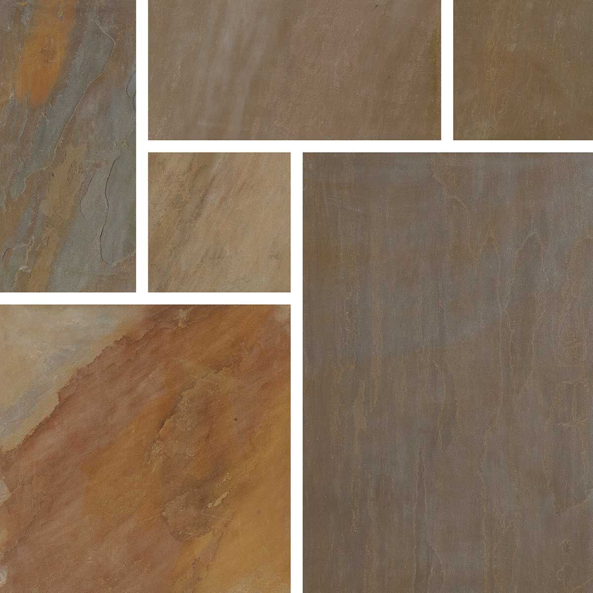 Rustic Blend Riven Sandstone Paving Slabs 18mm - Mixed Size Contractor Pack 71 Pieces (20.7m²) - Indian Sandstone by Pavestone